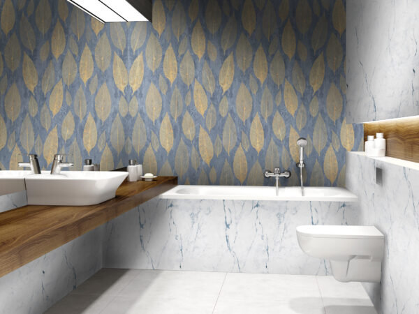 Πλαστική Επένδυση Ραμποτέ PVC VILO Blue Magnolia, 25x265 cm - Image 2