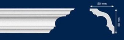 xps_ld-_80_80_80mm Διακοσμητική κορνίζα από φελιζόλ XPS / LD-K80 / 80mm x 80mm
