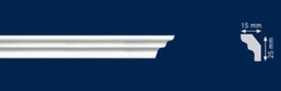 Διακοσμητική κορνίζα από φελιζόλ XPS / LD-S25 / 25mm x 15mm